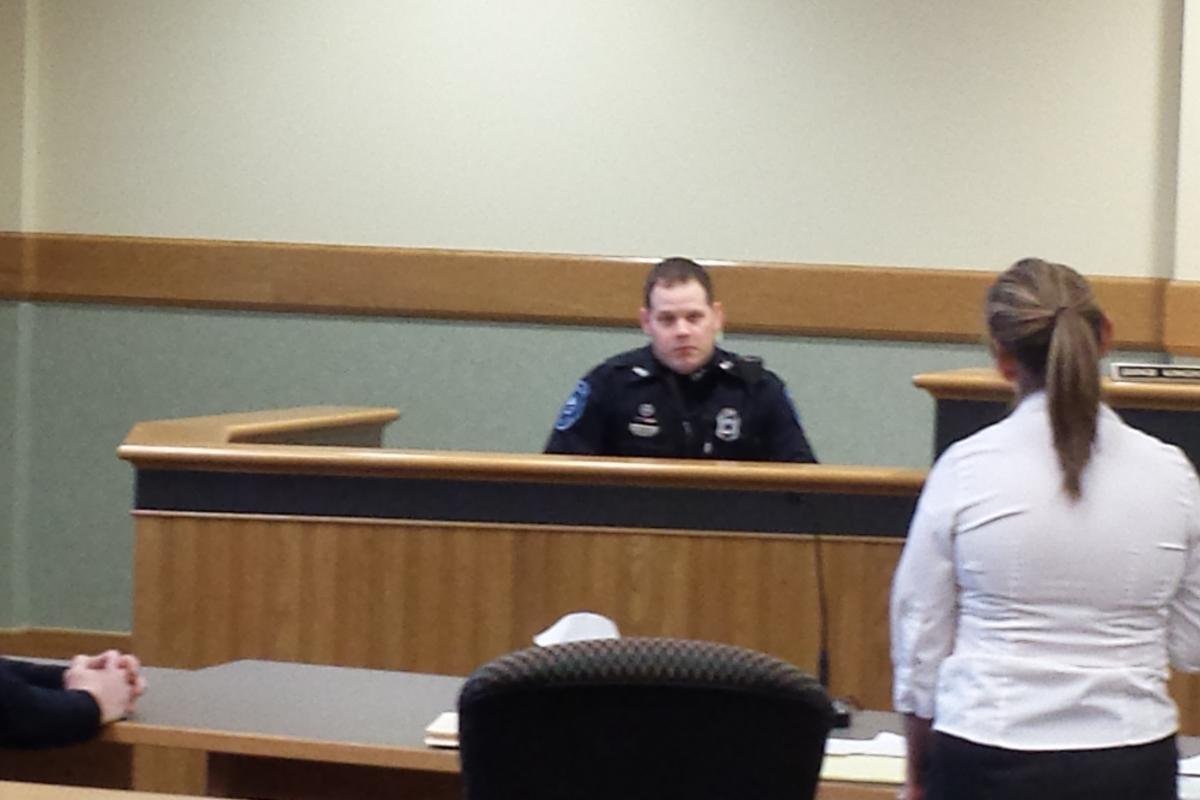 Officer Lambert testifies during Mock Trial